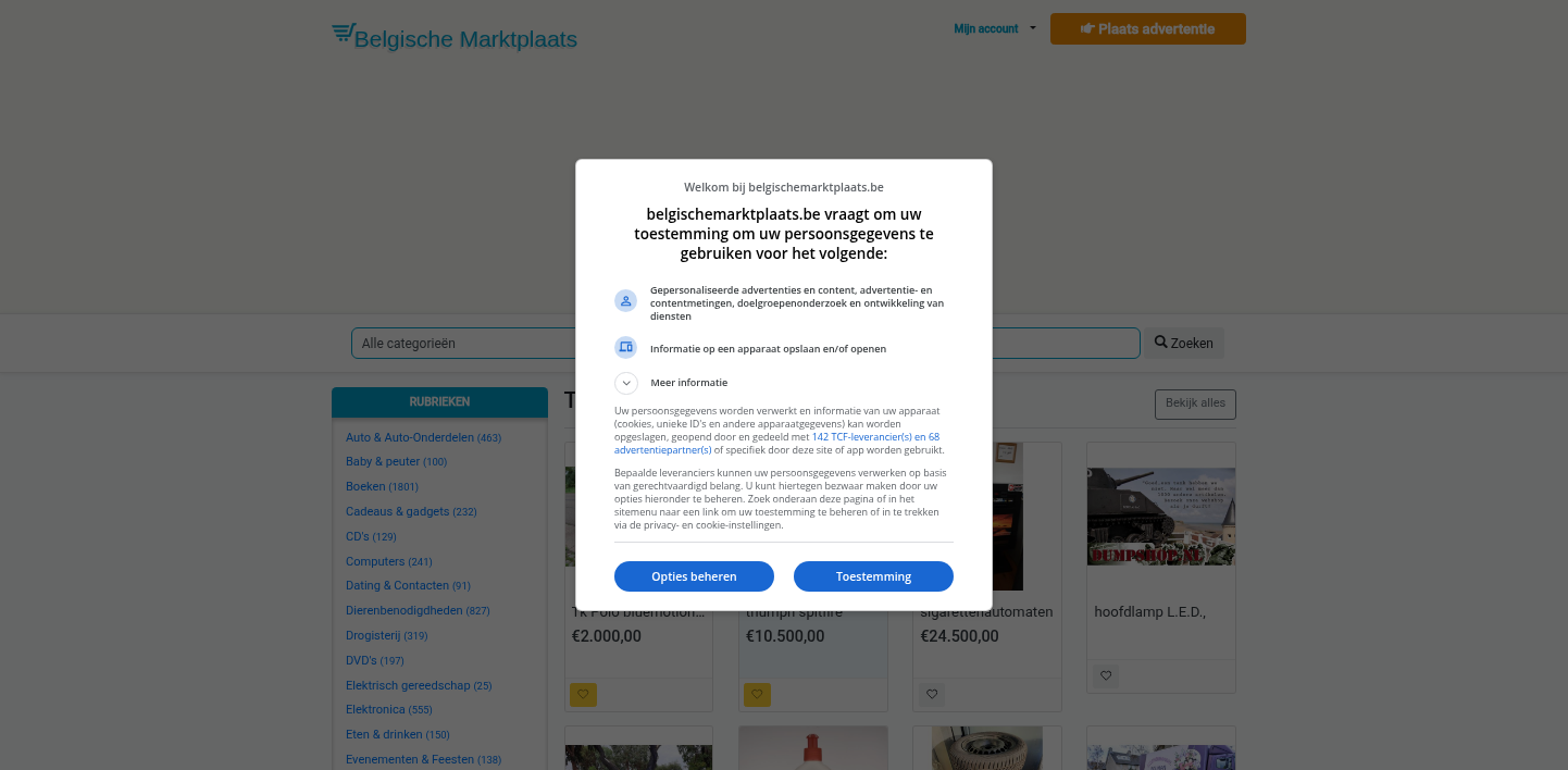 belgischemarktplaats.be screenshot